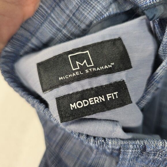 Michael Strahan Modern Fit Dress Pants Men's 48x32 Navy Blue Plaid Stretch - Picture 6 of 9